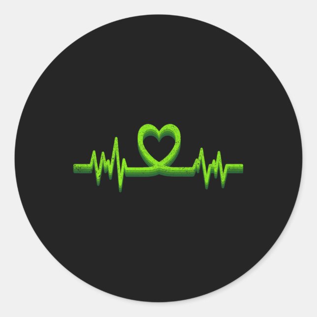Green Heartbeat Mental Health Awareness for Mens K Runder Aufkleber (Vorderseite)