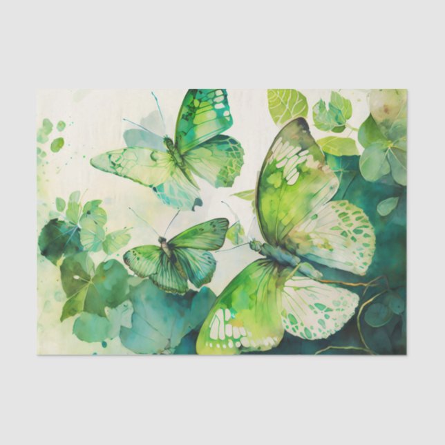 GREEN HEAVEN Schmetterlinge decoupage paper Seidenpapier (Vorderseite)