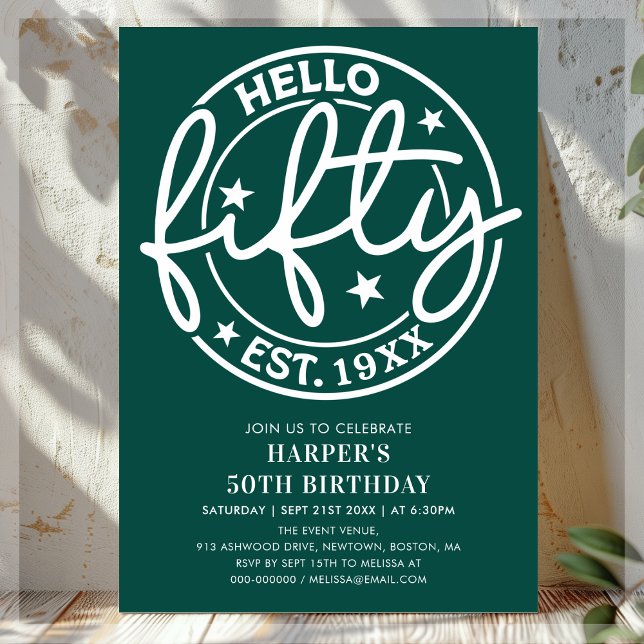 Green Hello 50. Geburtstag Einladung (Von Creator hochgeladen)
