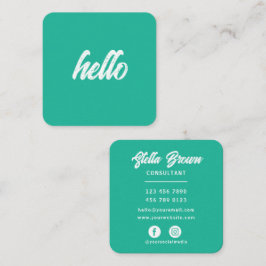 Green Hello Chic Fett Text Quadratische Visitenkarte