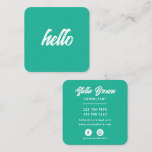 Green Hello Chic Fett Text Quadratische Visitenkarte
