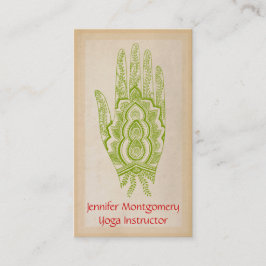 Green Henna Hand Yoga Instructor Business Card Visitenkarte
