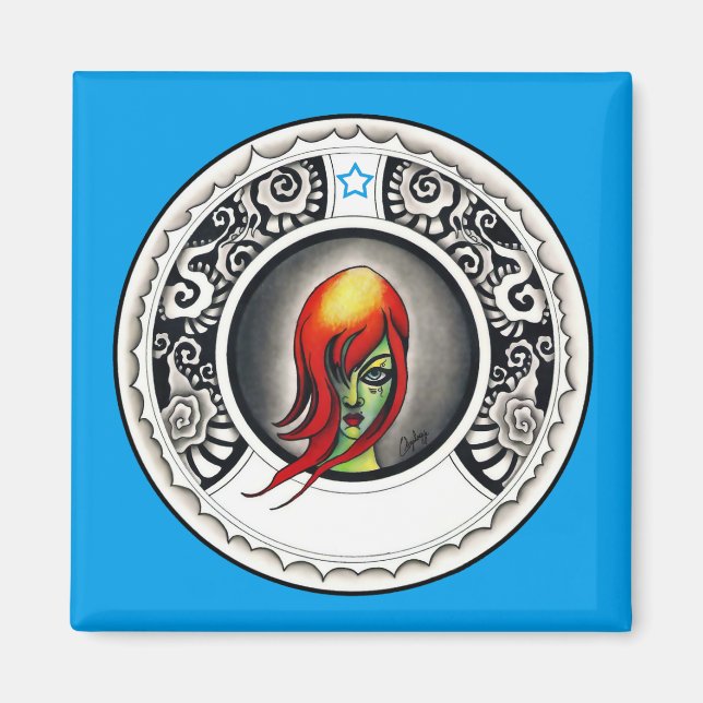 Green Hexe Magnet (Vorne)