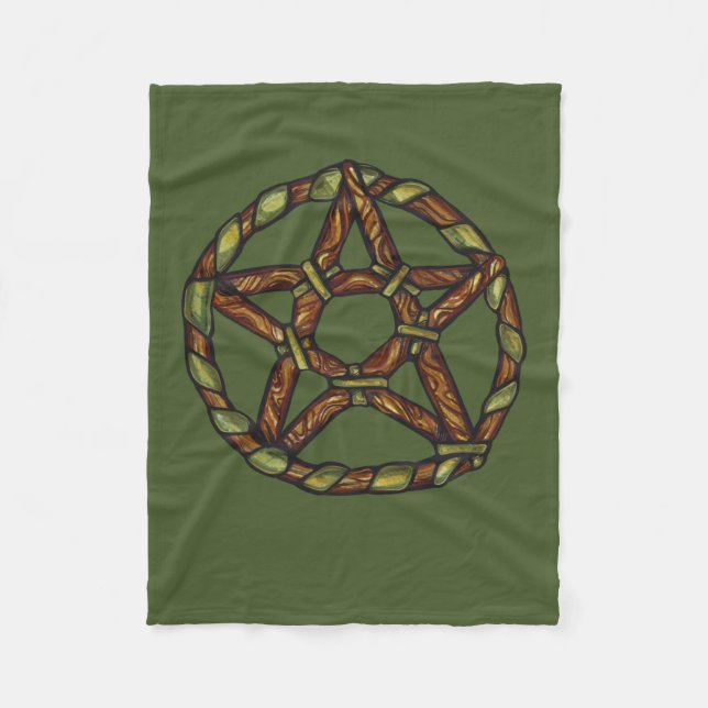 Green Hexe Pagan Pentagramm Nature Wicca Fleecedecke (Vorderseite)