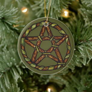 Green Hexe Pagan Pentagramm Nature Wicca Keramik Ornament