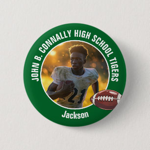 Green High School Football Player Foto Button