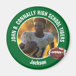 Green High School Football Player Foto Magnet