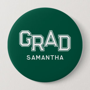 Green High School Grad Individuelle Name Abschluss Button