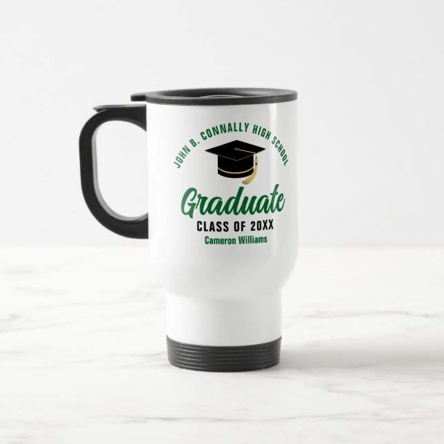 Green High School Graduate Custom 2025 Abschluss Reisebecher (Links)