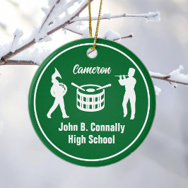 Green High School Marching Band Custom Christmas Keramik Ornament