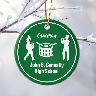 Green High School Marching Band Custom Christmas Keramik Ornament