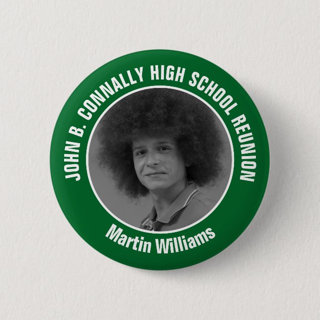 Green High School Reunion Yearbook Photo Button (Vorderseite)
