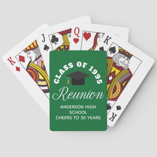 Green High School Wiedersehen Personalisiert Party Spielkarten (Rückseite)