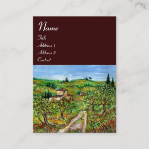 GREEN HILLS,OLIVENBÄUME LANDSCHAFT TUSKANIE, braun Visitenkarte