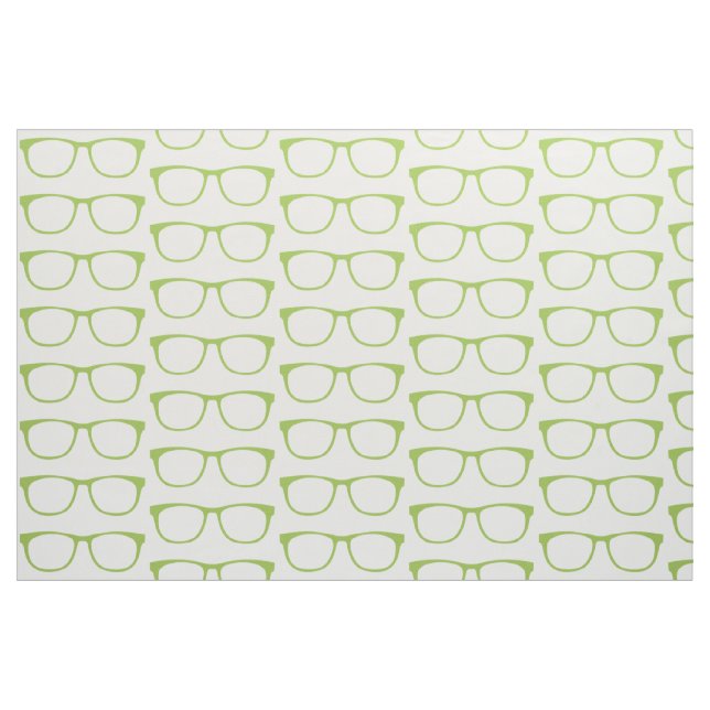 Green Hipster Geek Glasses Fabric Stoff (Fat Quarter (45,7 x 55,9 cm))
