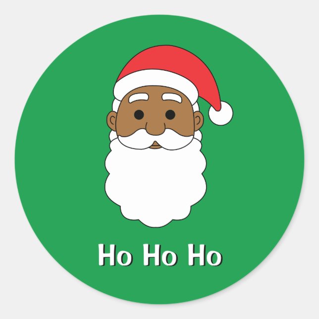 Green Ho Ho Ho Afrikanisch-Amerikanischer Weihnach Runder Aufkleber (Vorderseite)