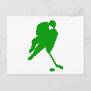 Green Hockey Player Postkarte