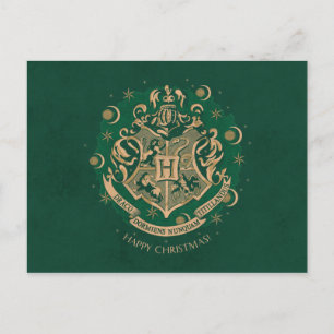 Green HOGWARTS™ Wappen Holiday Wreath Feiertagspostkarte