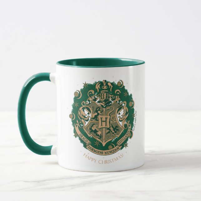 Green HOGWARTS™ Wappen Holiday Wreath Tasse (Links)