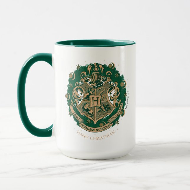Green HOGWARTS™ Wappen Holiday Wreath Tasse (Links)