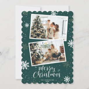Green Holiday Frohe Weihnachts-Foto-Karten Feiertagskarte