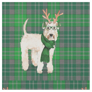 Green Holiday Kariert und Wheaten Terrier Weihnach Stoff