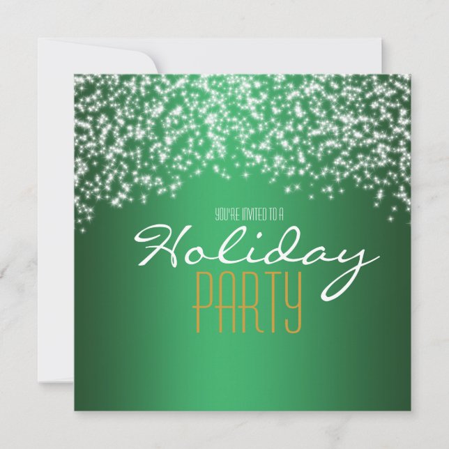 Green Holiday Party Glitzer Sparkle Einladung (Vorderseite)