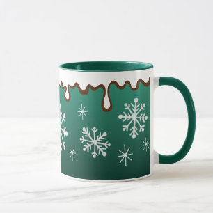Green Holiday Snowflakes Tasse