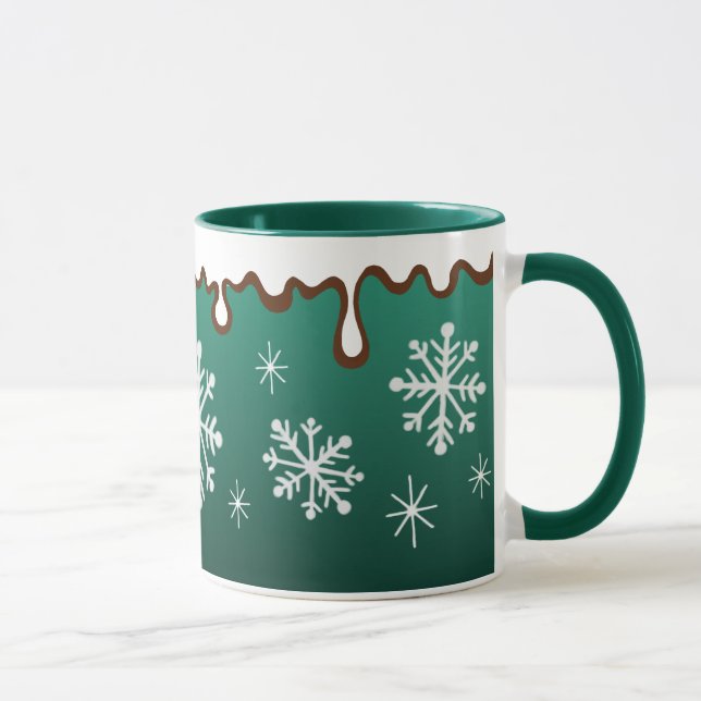 Green Holiday Snowflakes Tasse (Rechts)