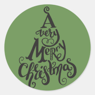 Green Holiday Weihnachtsbaum MERRY CHRISTMAS Runder Aufkleber