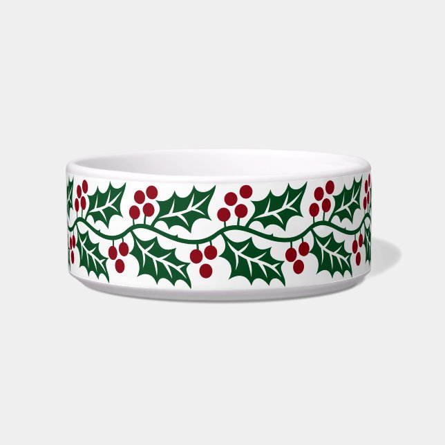 Green Holly and Red Berries Christmas Pattern Napf (Vorderseite)