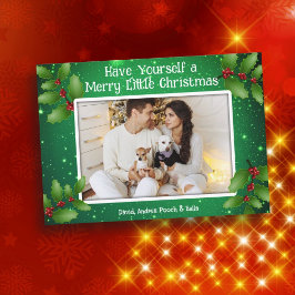 Green Holly Foto Merry Little Christmas Cards Einladung