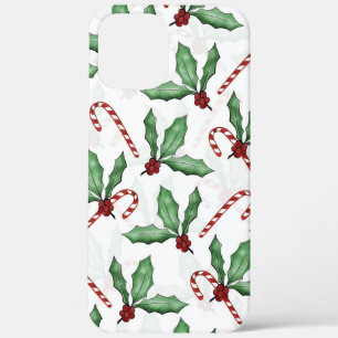 Green Holly Verlasse Red Berries Candy Cane Paint Case-Mate iPhone Hülle