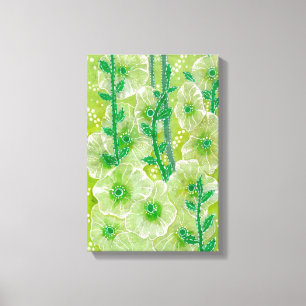Green Hollyhock Mallow Malva Blume Floral Collage Leinwanddruck