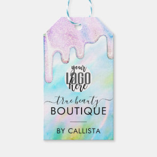 Green Holographic Glitter Drip Logo Bekleidung Tag Geschenkanhänger