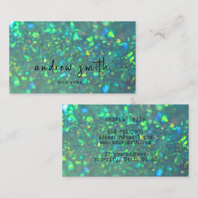 Green Holographic Opal glänzende Visitenkarte (Vorne/Hinten)