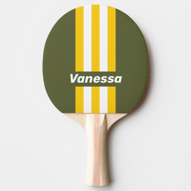 Green Honey Nostalgic Pin Stripes with Name Tischtennis Schläger (Vorderseite)