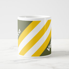 Green Honey Nostalgic Stripes with Name Jumbo-Tasse