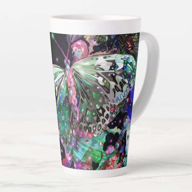 Green Hope Butterfly Latte Tasse (Rechte Ecke)
