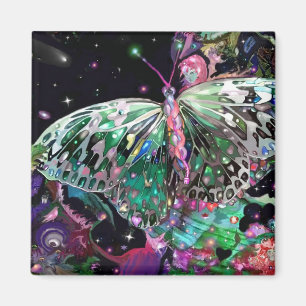 Green Hope Butterfly Steigend Magnet