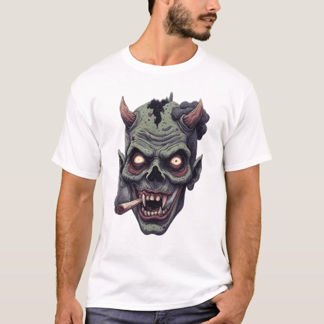 Green Horned Monster Graphic T-Shirt (Vorderseite)