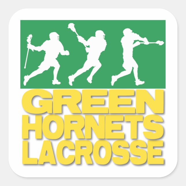 Green Hornets Lacrosse Quadratischer Aufkleber (Vorderseite)