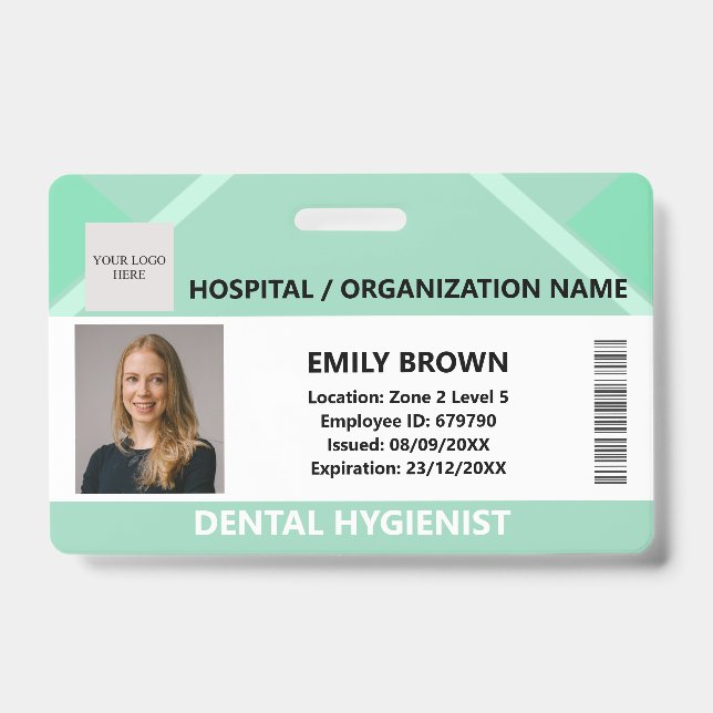 Green Hospital Doctor Nurse Care Security Photo ID Ausweis (Vorderseite)