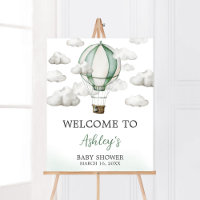 Green Hot Air Ballon Baby Dusche Willkommen