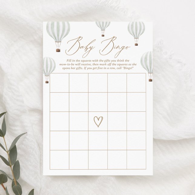 Green Hot Air Ballon Baby Showdusche Bingo Spiel Einladung (Von Creator hochgeladen)