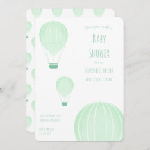 Green Hot Air Ballon | Einladung der Babydusche