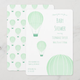 Green Hot Air Ballon | Einladung der Babydusche