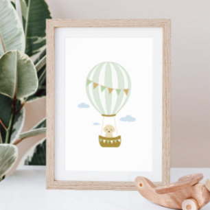 Green Hot Air Ballon mit Puppy Kinderzimmer Poster