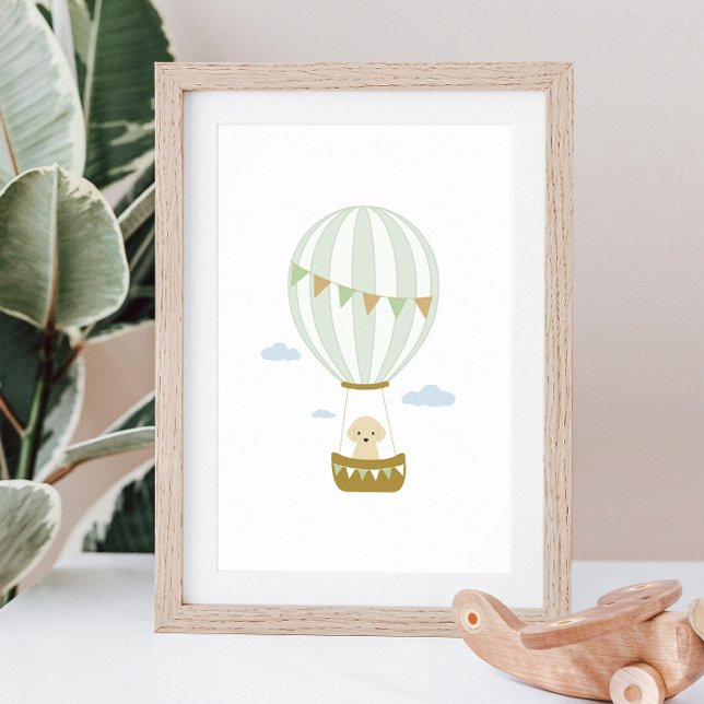 Green Hot Air Ballon mit Puppy Kinderzimmer Poster (Von Creator hochgeladen)