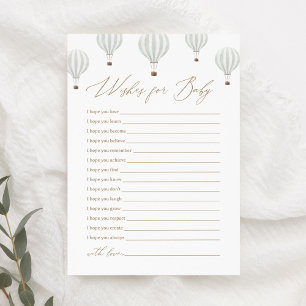 Green Hot Air Balloon Baby Dusche Wünsche für Baby Einladung